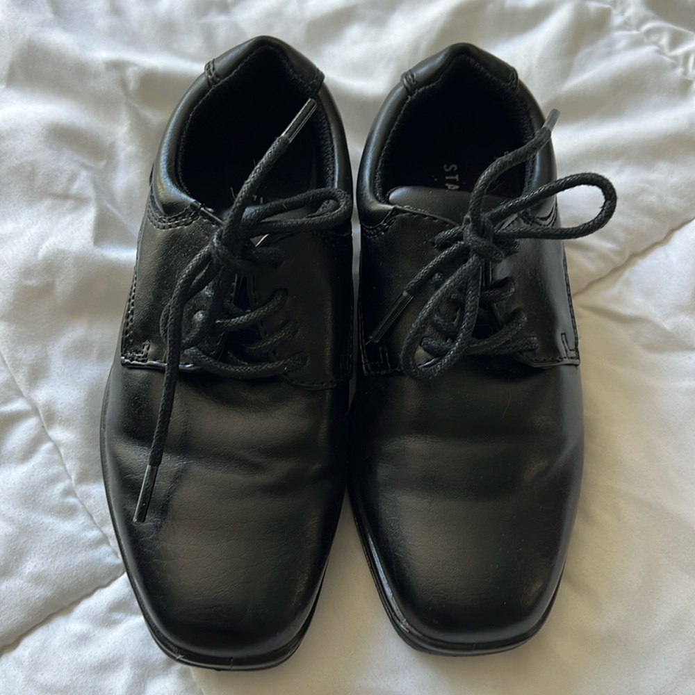 Stafford boys black dress shoes